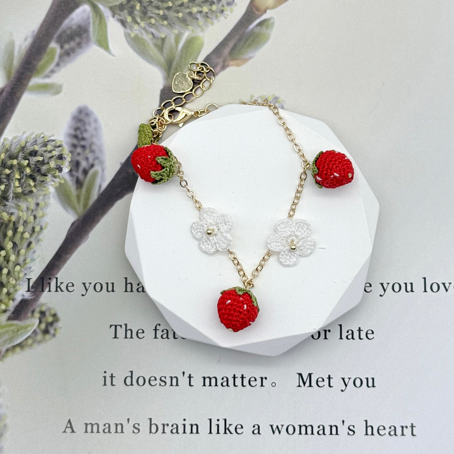 Micro-crochet Strawberry Bracelet