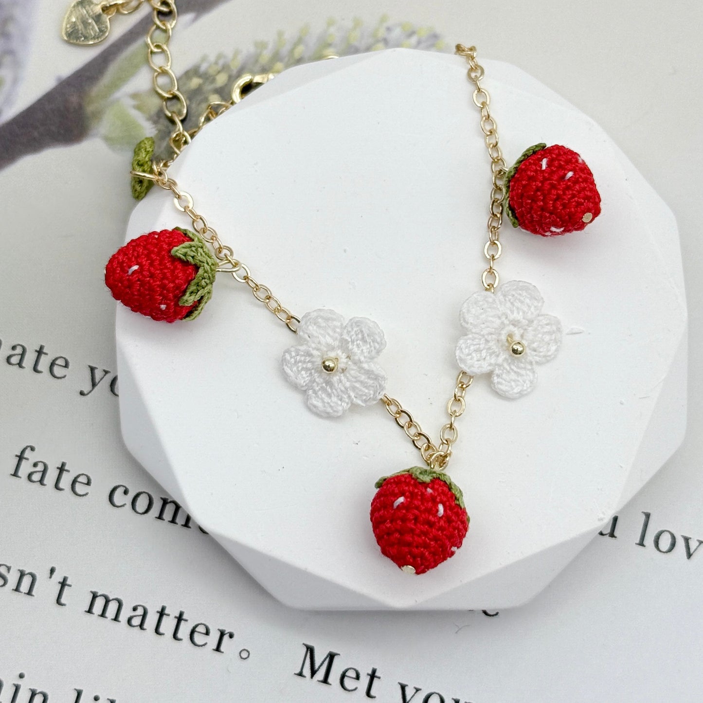 Micro-crochet Strawberry Bracelet