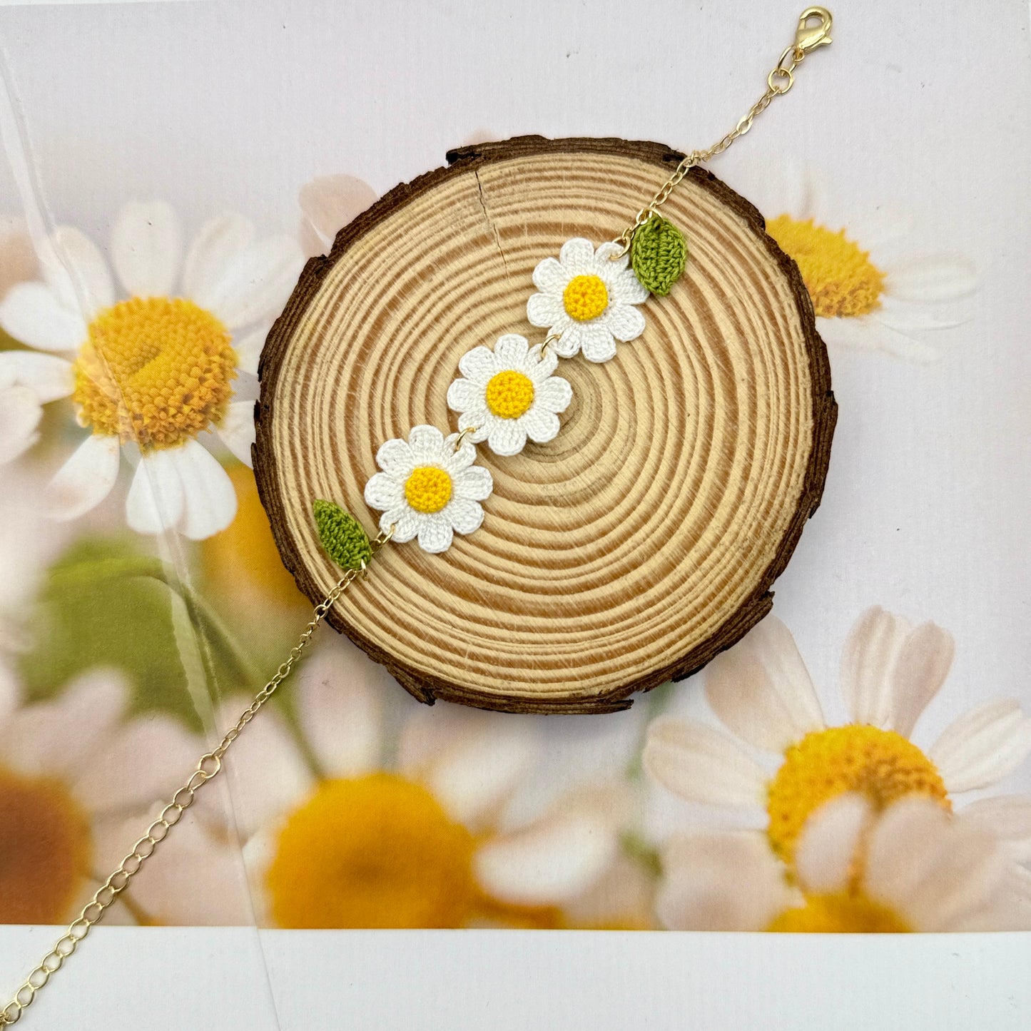 Micro Crochet Daisy Bracelet