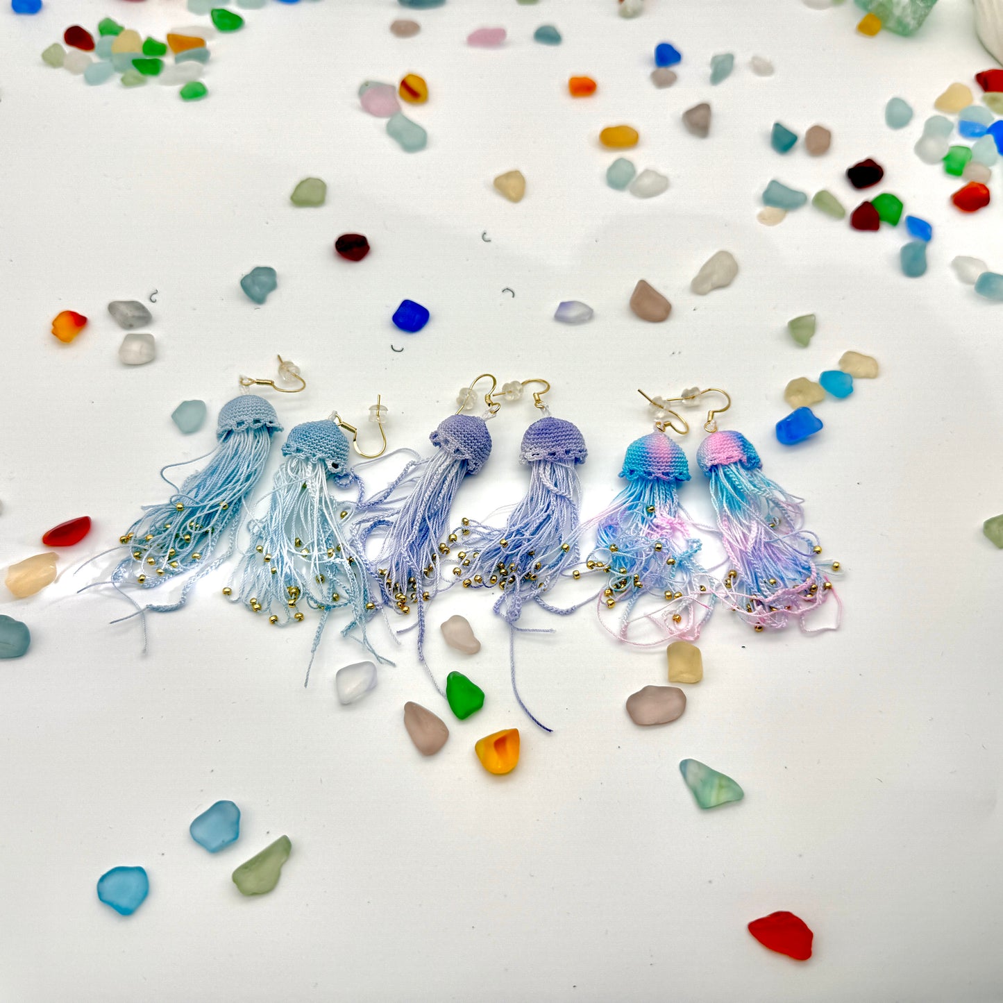 Micro Crochet Hawaiian Jellyfish Earrings