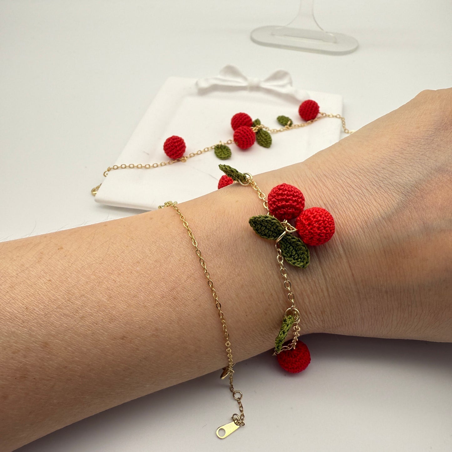 Micro-crochet Cherry Bracelet