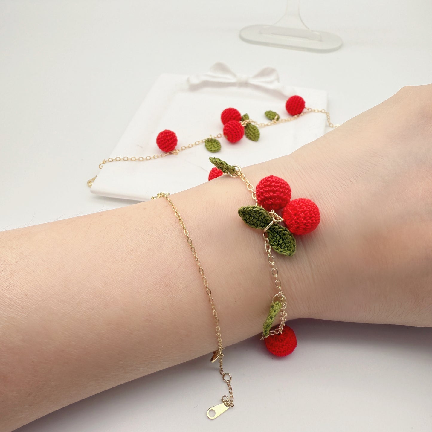 Micro-crochet Cherry Bracelet