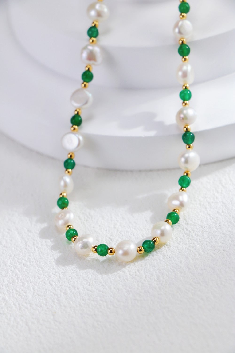 Green Spinel & Fresh Pearl Beaded Necklace