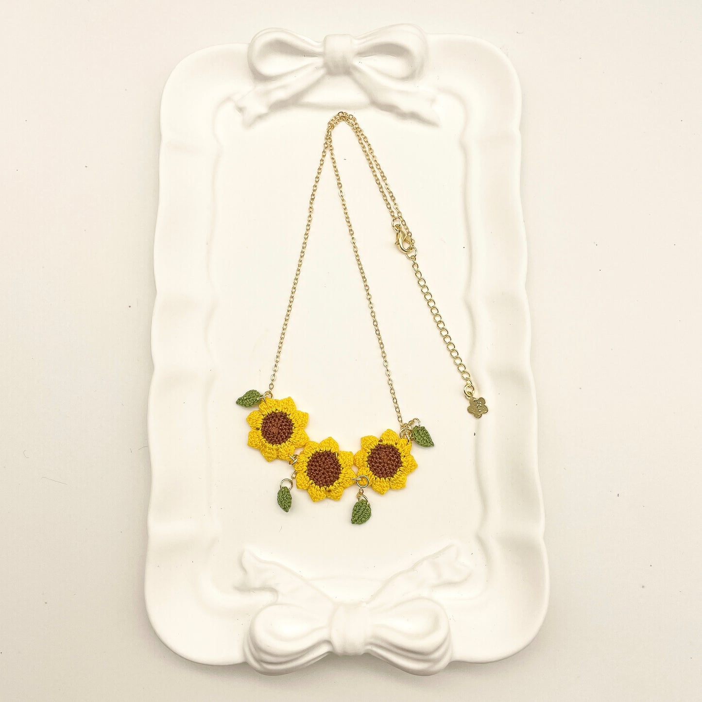Microcrochet Sunflower Necklace