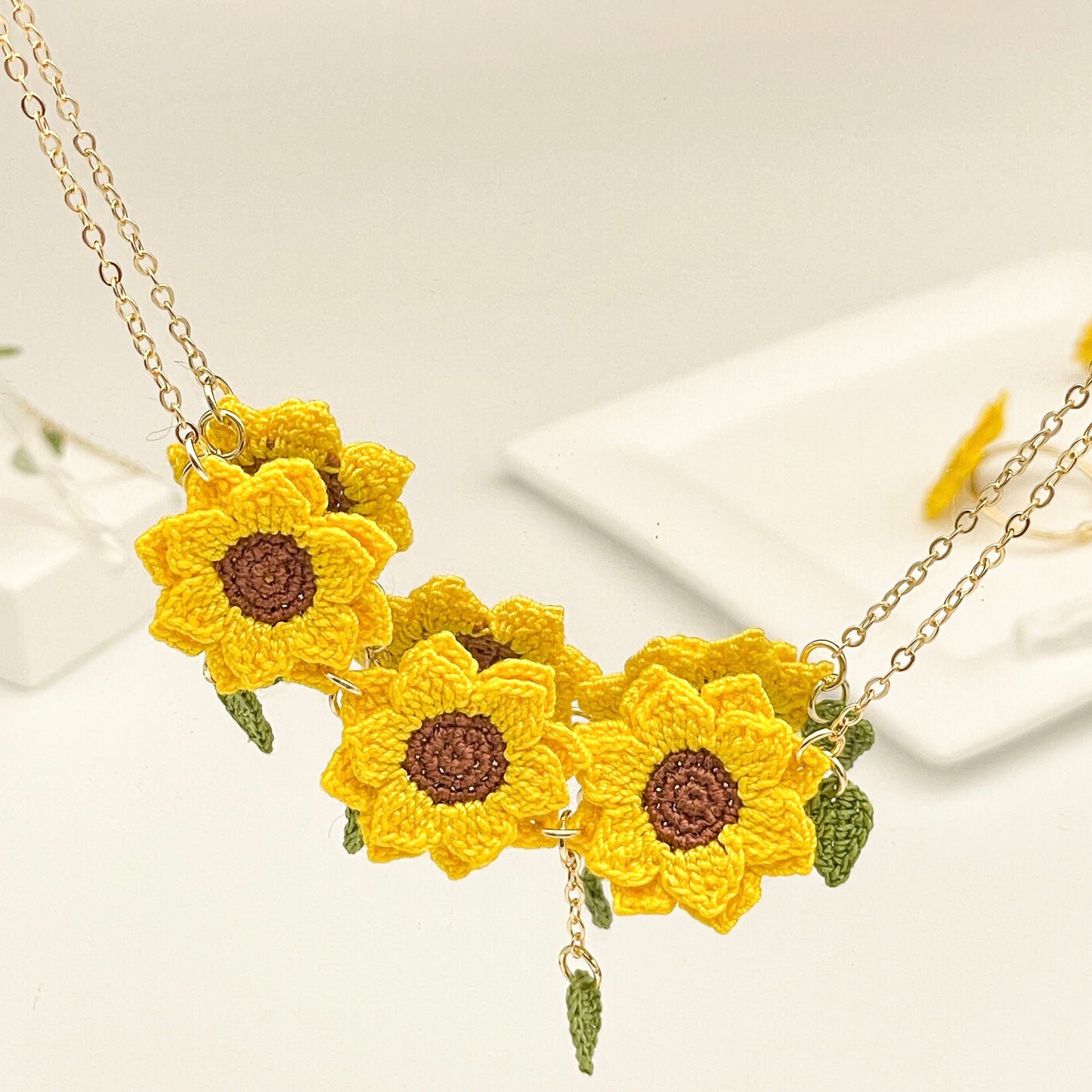 Microcrochet Sunflower Necklace