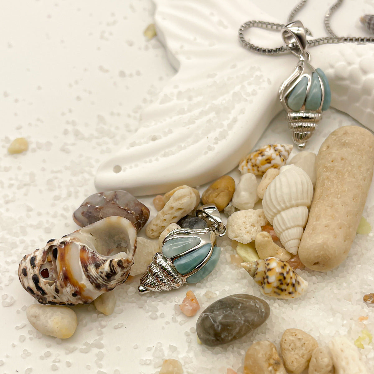 Seashell Larimar Pendant