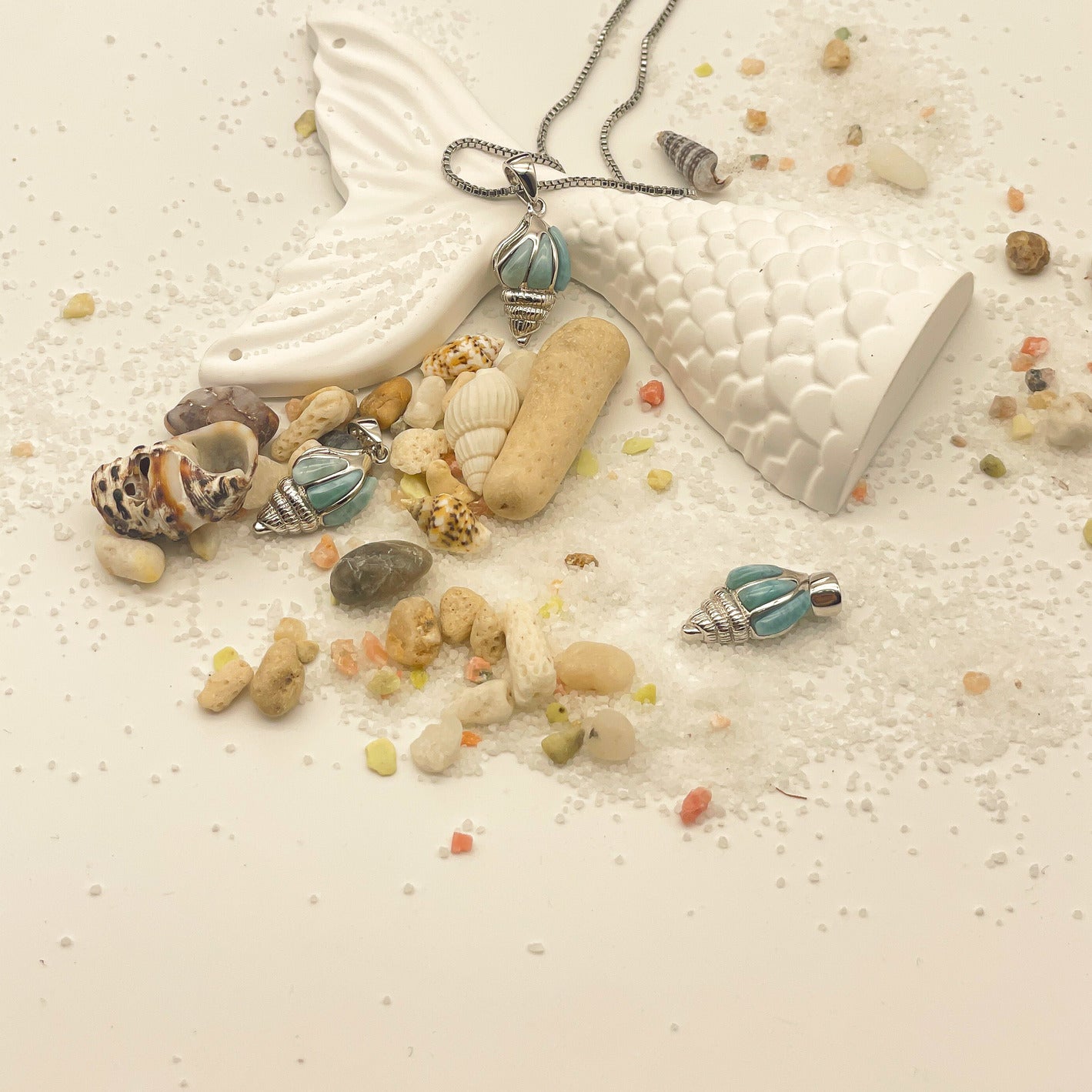 Seashell Larimar Pendant
