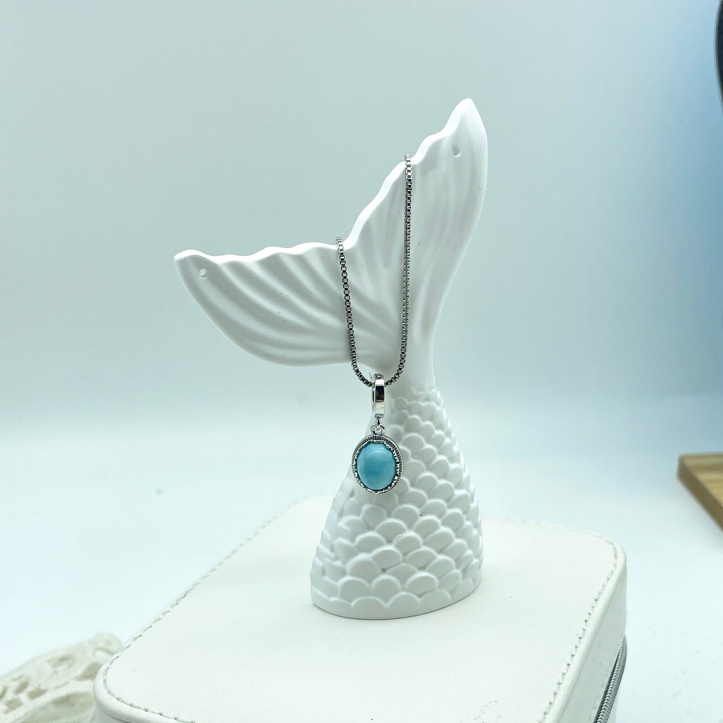 Larimar Oval Pendant Necklace