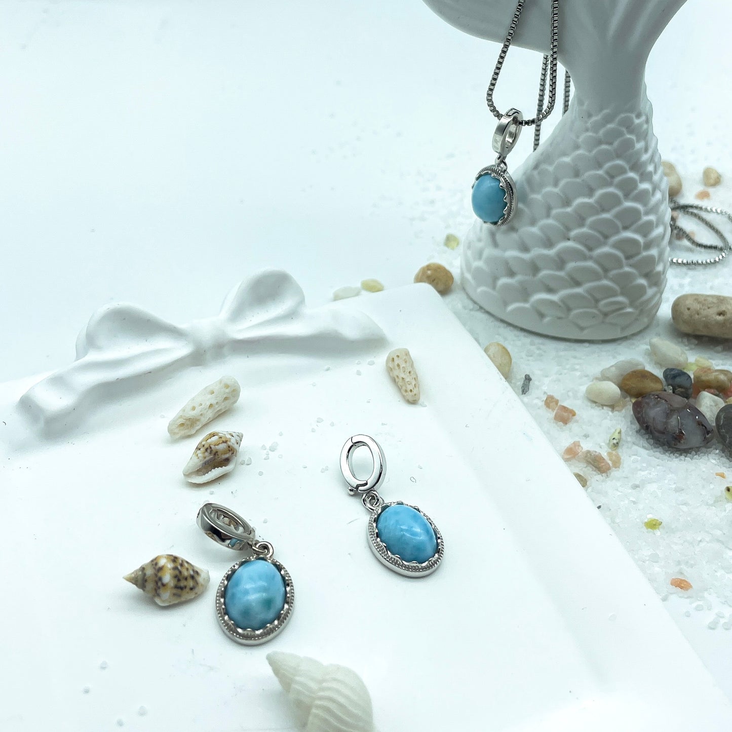 Larimar Oval Pendant Necklace
