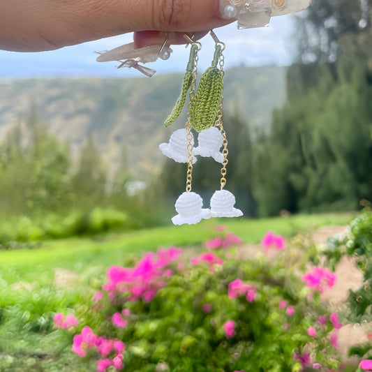 Micro Crochet Lily of the Valley Earrings