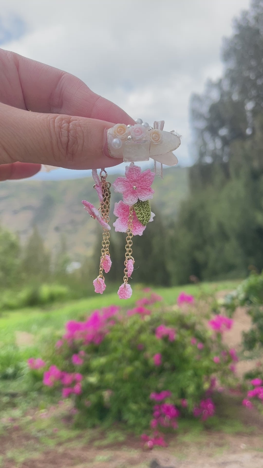 Micro crochet Cherry Blossom Grace Earrings – Mana Jewelry Hawaii